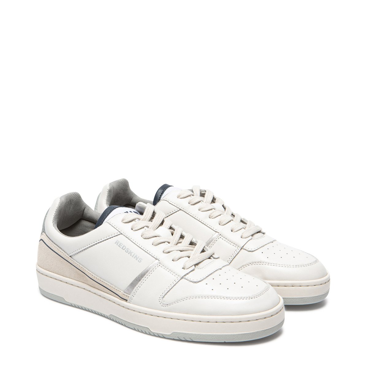 Baskets cuir ATTRAYANT blanc+argent, REDSKINS