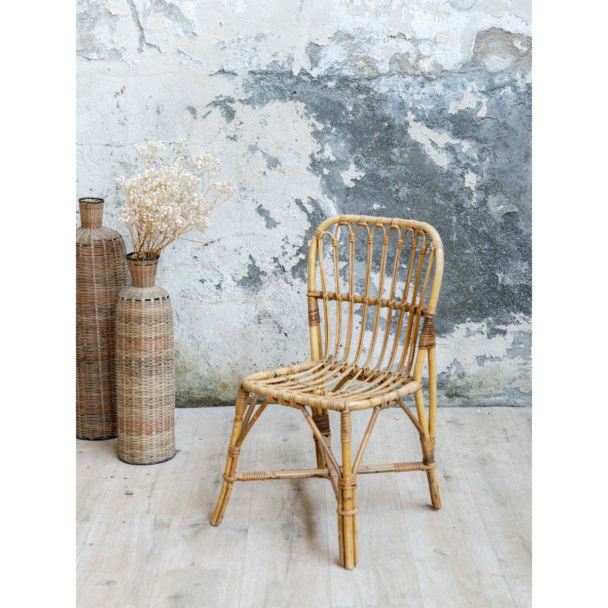 Chaise enfant en rotin Ernestine N°1360 - Bon état bois clair, DEBONGOUT