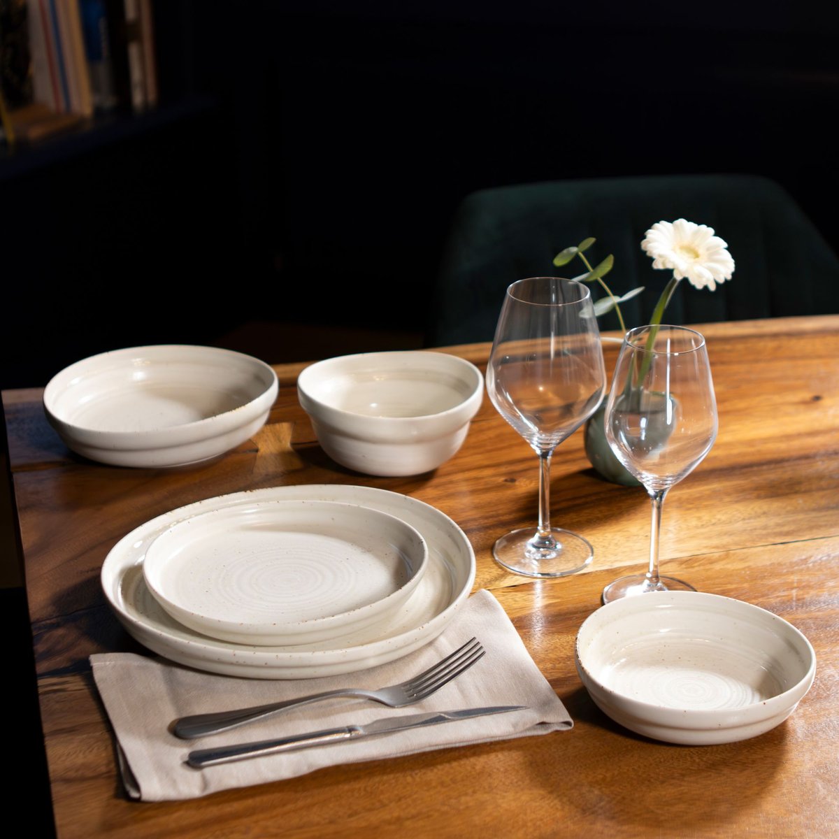 Lot de 6 assiettes creuses 66cl en porcelaine, ORA beige, OGO LIVING