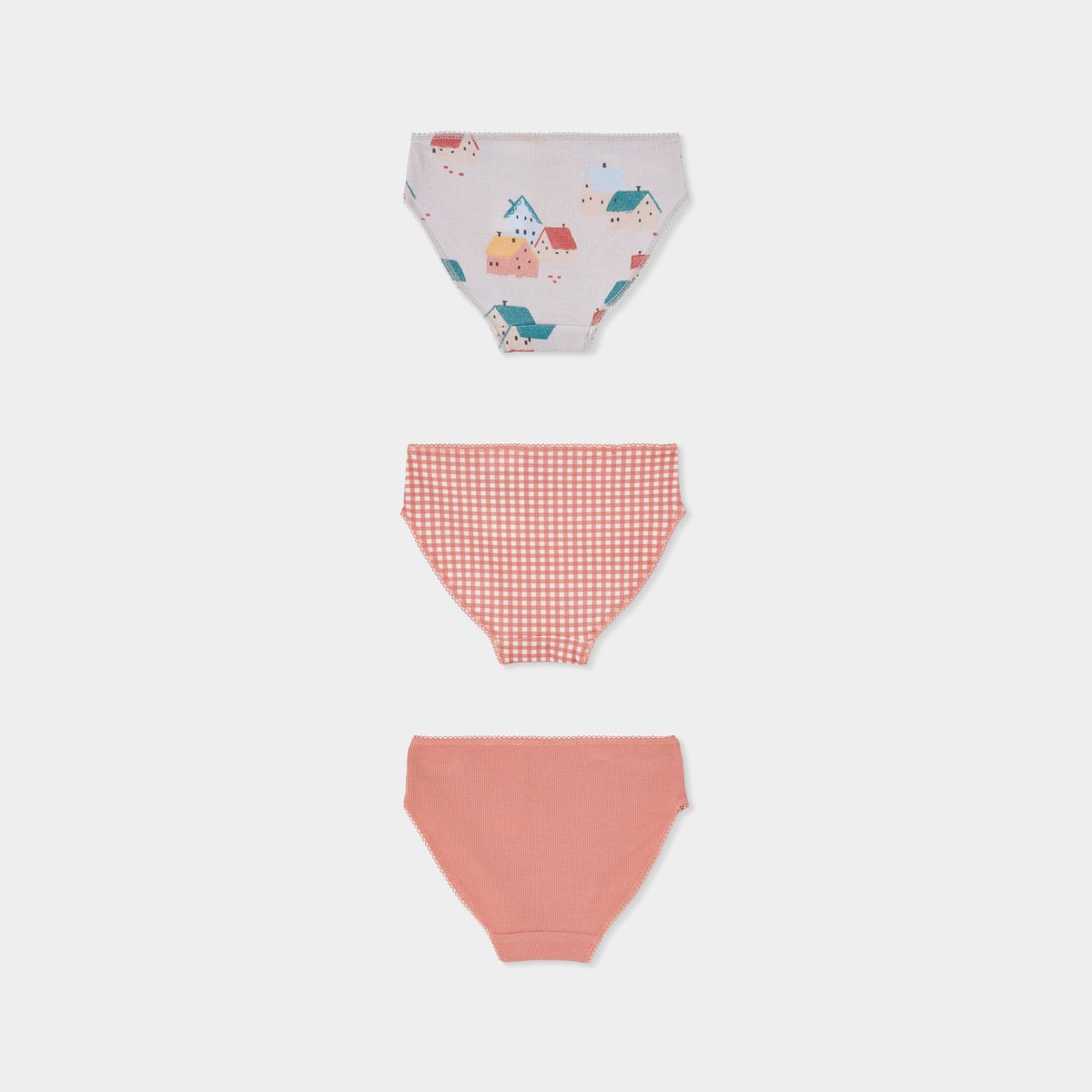 Lot 3 culottes fille imprimé maisons et vichy multicolore, BOBOLI