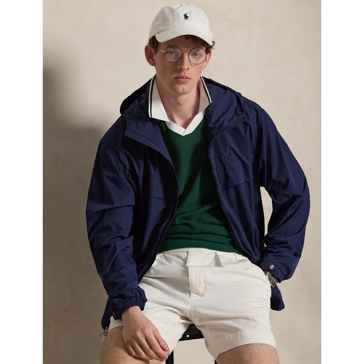 Blouson à capuche bleu marine, POLO RALPH LAUREN