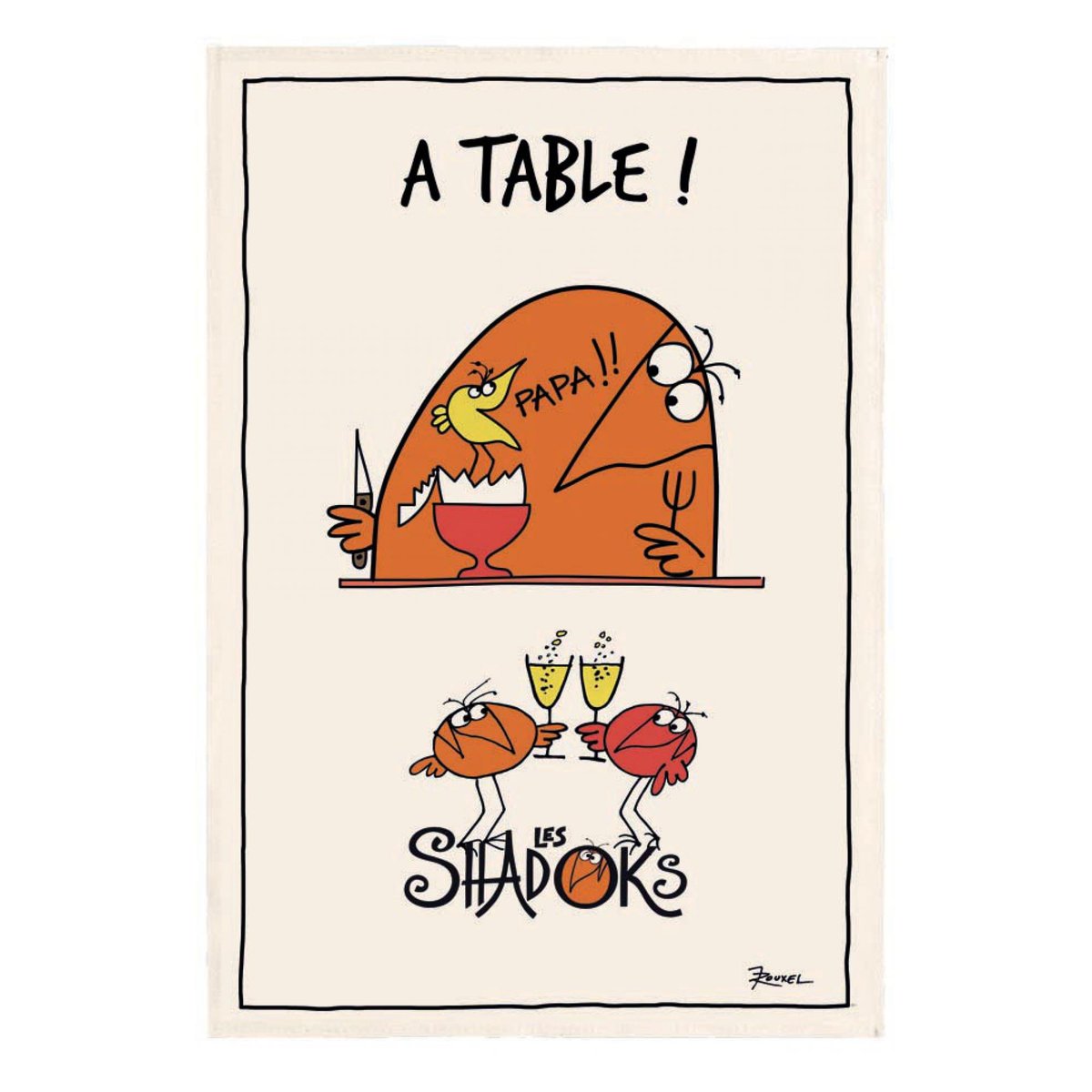Torchon Shadoks À table ecru, WINKLER