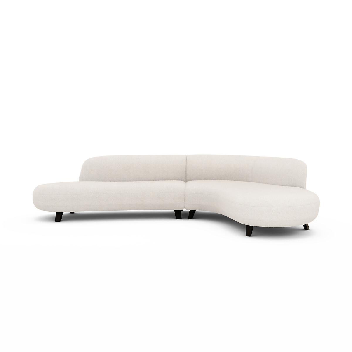Canapé d’angle en tissu polyester bouclette, ROSEBURY craie, AM.PM X EMMANUEL GALLINA