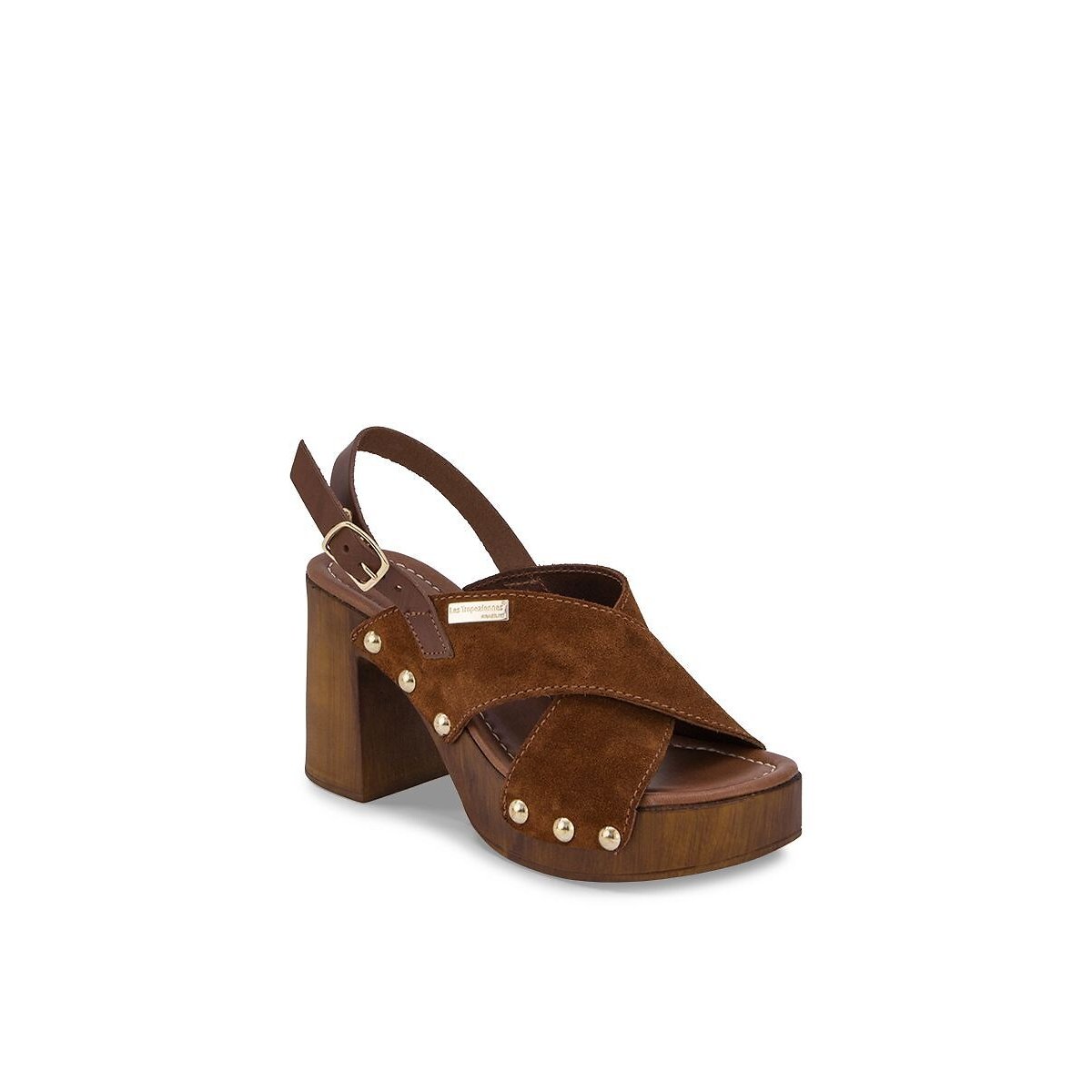 Paloma Heeled Suede Clog Sandals tan, LES TROPEZIENNES PAR M.BELARBI