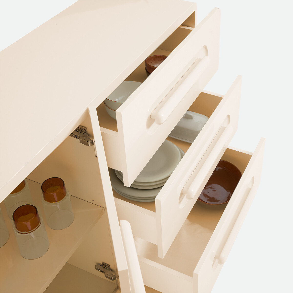 Buffet laqué, 2 portes, 3 tiroirs, NEWCOOL ivoire, LA REDOUTE INTERIEURS