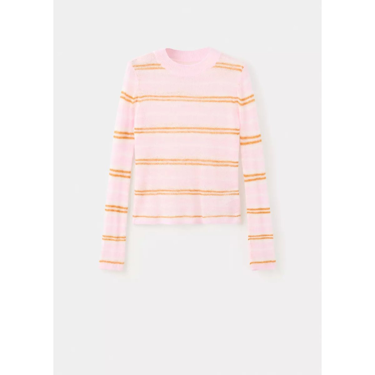 Pull en maille fine à rayures rose pastel, MANGO