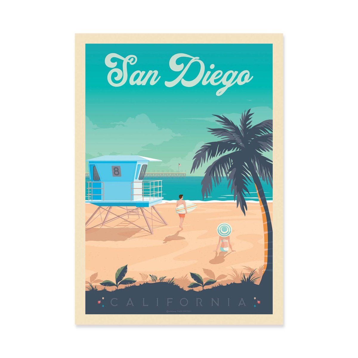 Affiche d'art - San Diego - Olahoop Travel Posters turquoise, WALL EDITIONS