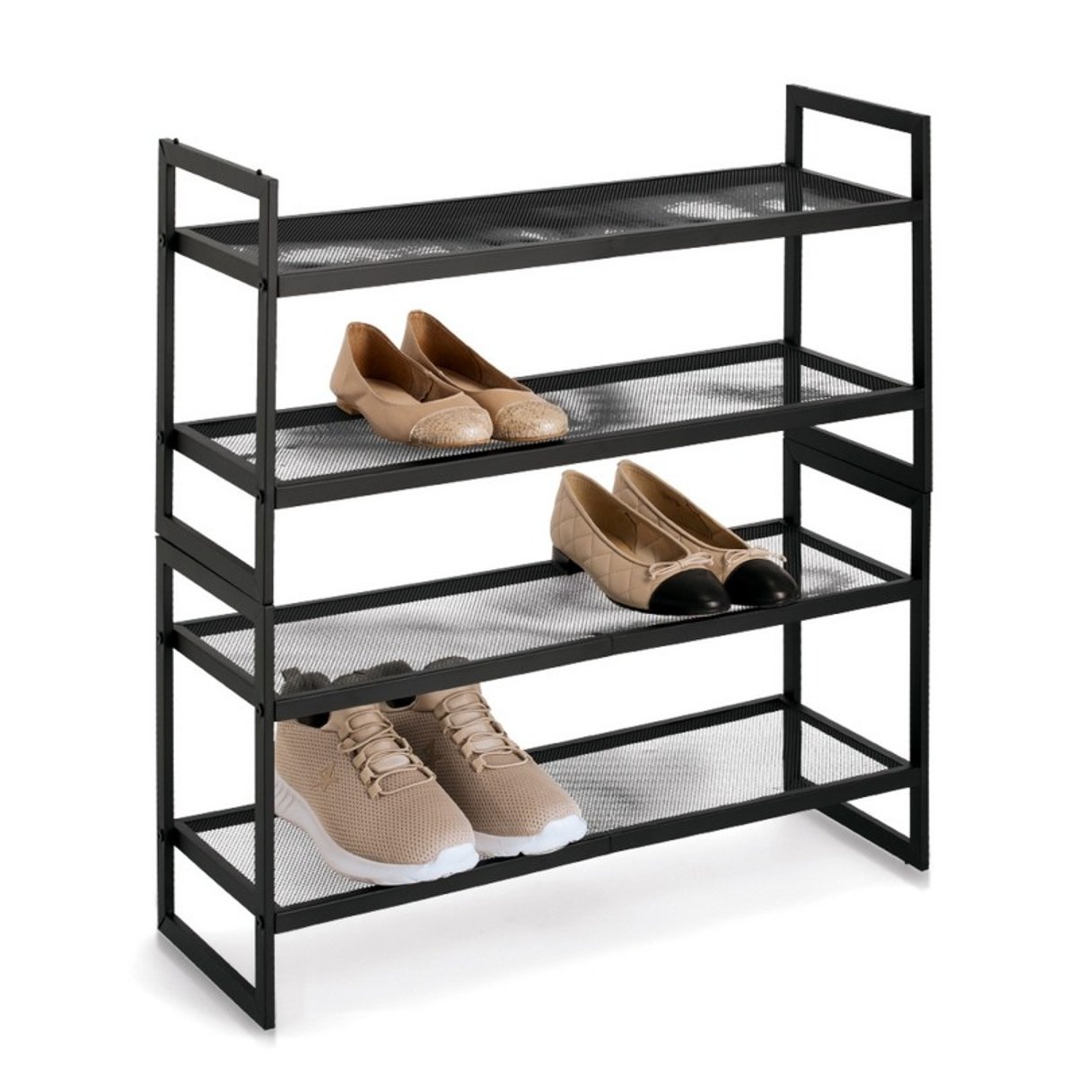Etagères à chaussures empilable métal noir, ZELLER PRESENT