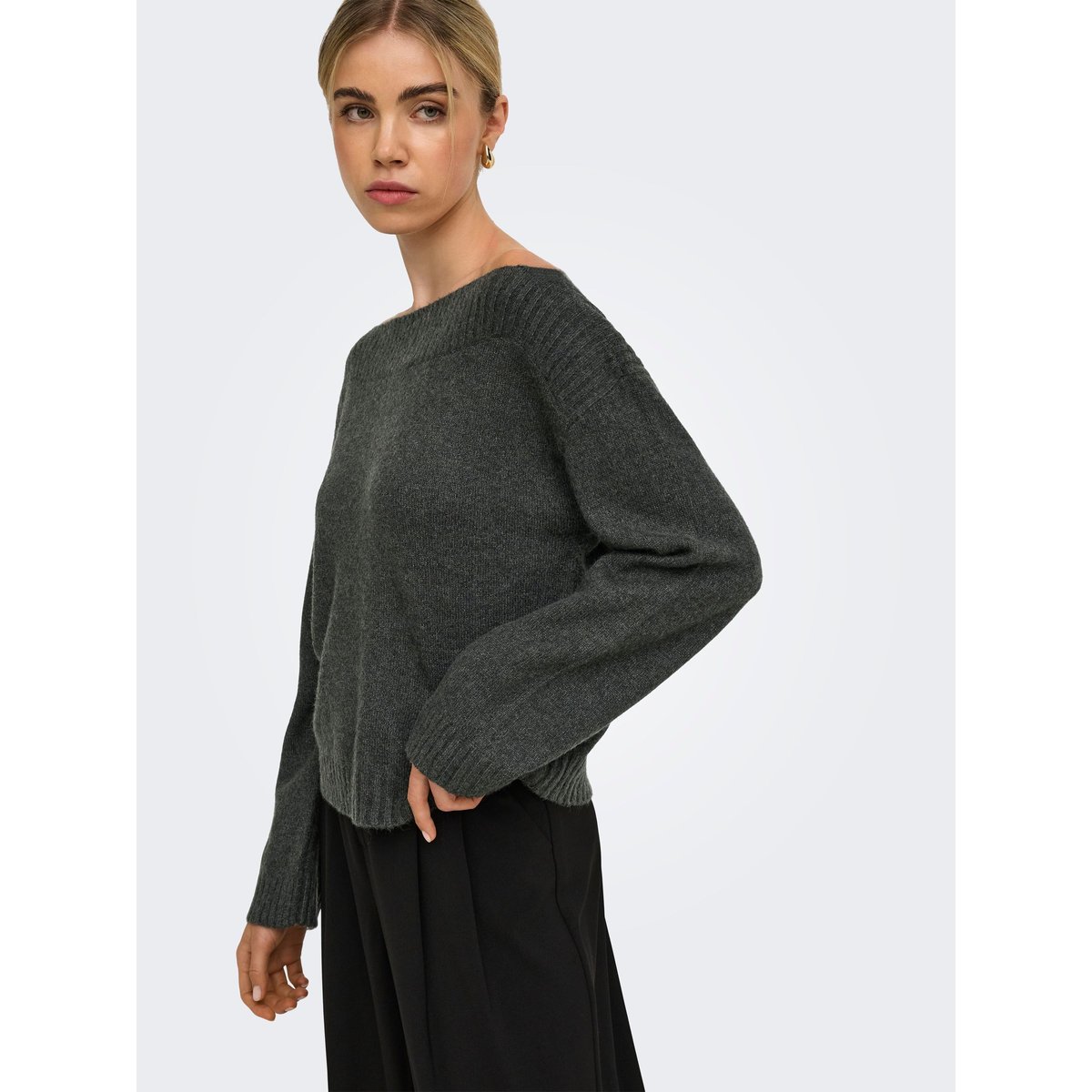 Pull En Maille dark grey melange, ONLY