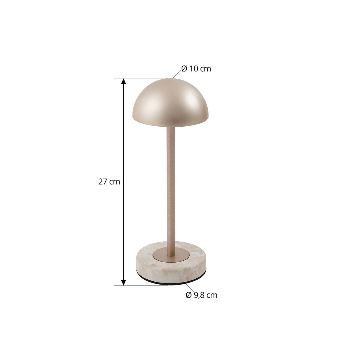 Luminaire de terrasse en métal moderneLED champagne doré, travertin, LINDBY