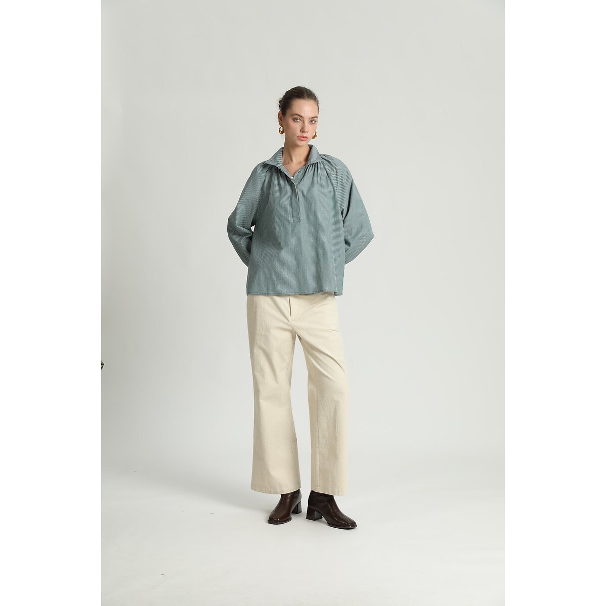 Blouse ample, nœud montant bleu, SEE U SOON