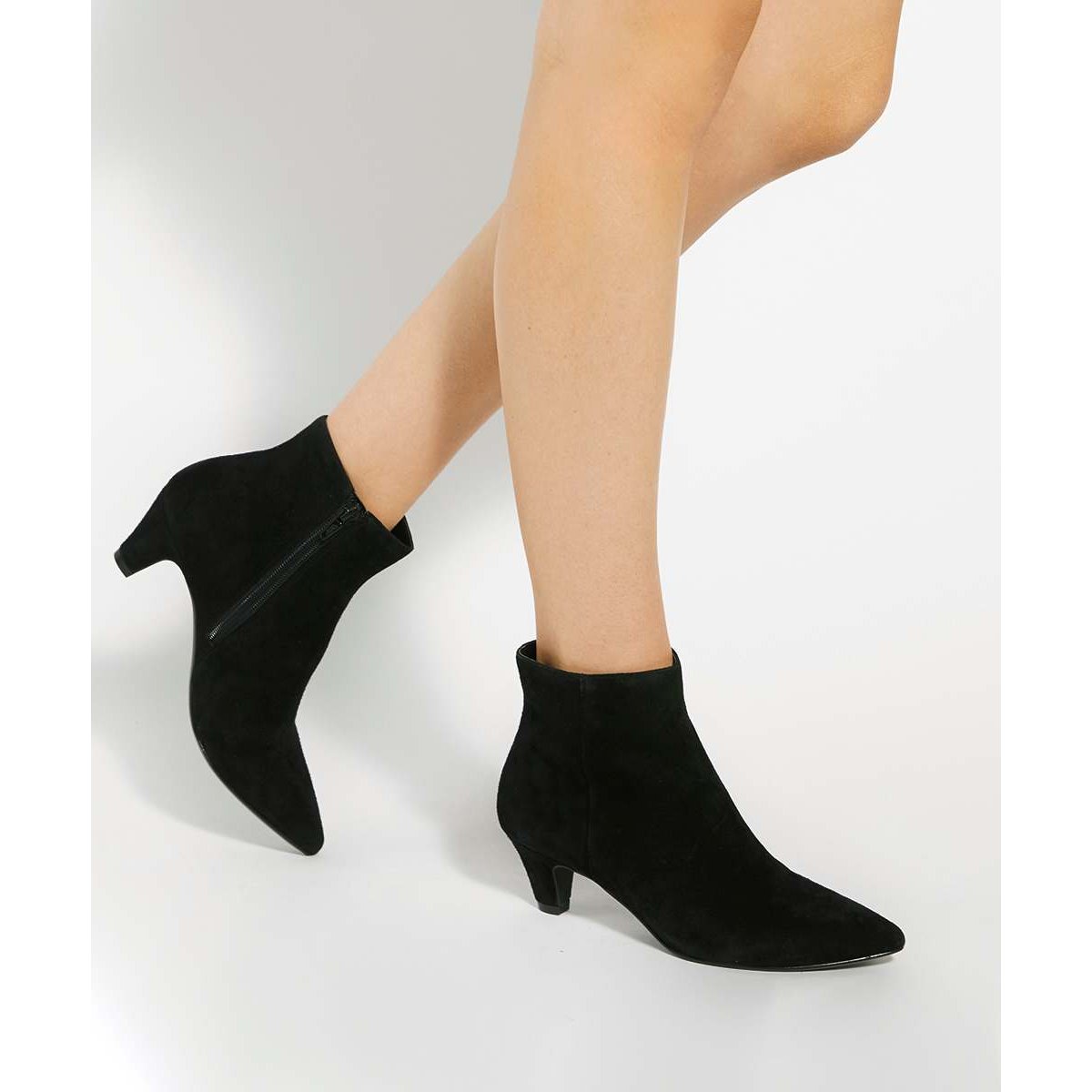 Bottes ajustées en daim à talon bobine - OMIRA black-suede, DUNE LONDON