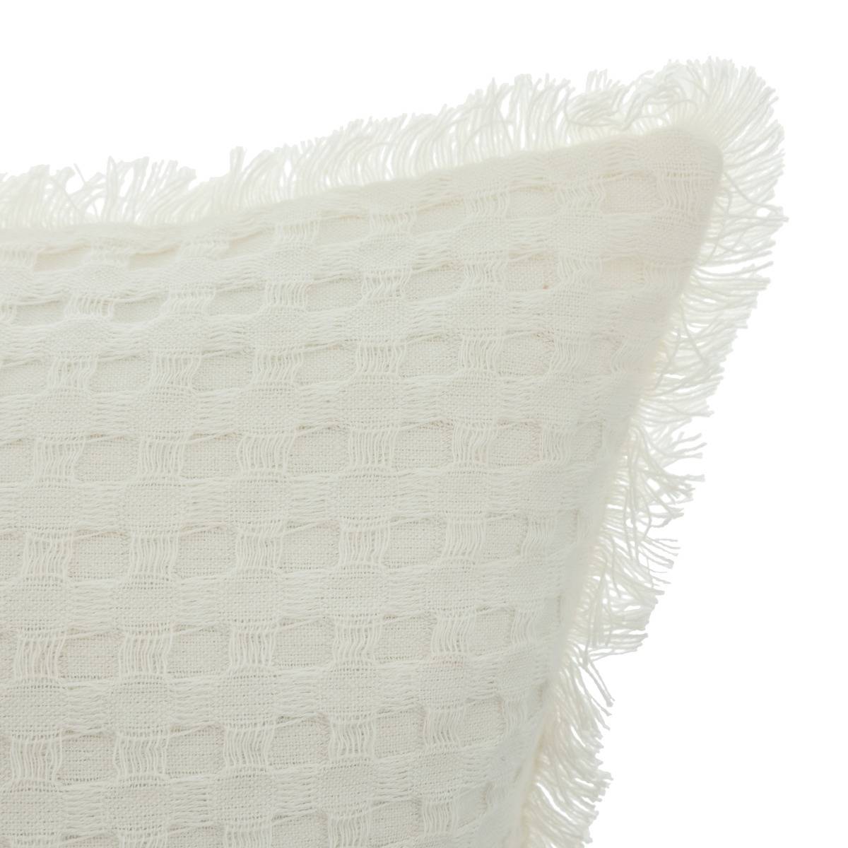Coussin déhoussable à franges WIDDY ivoire, ATMOSPHERA