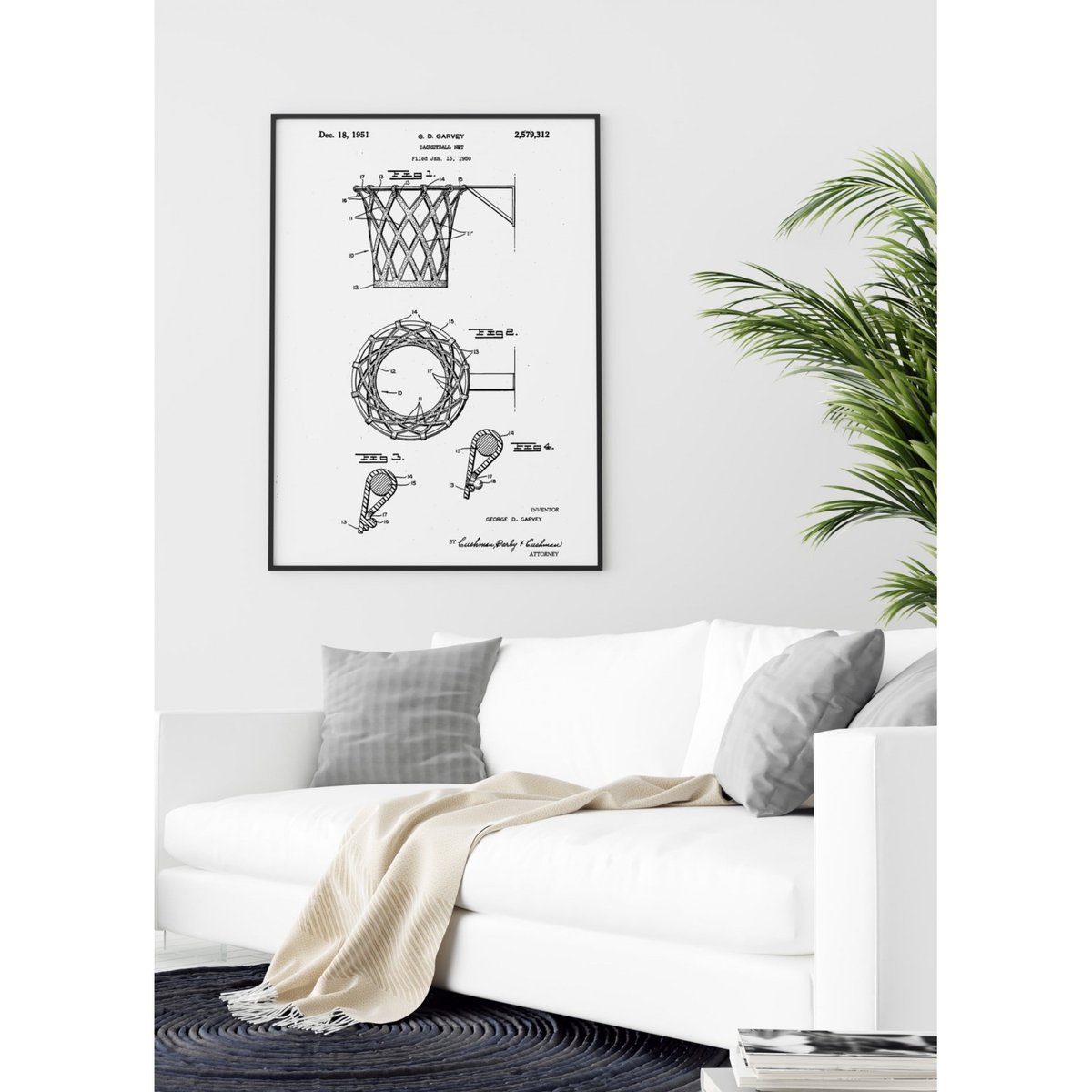 Affiche 'Brevet Panier de Basket' blanc, L'AFFICHERIE