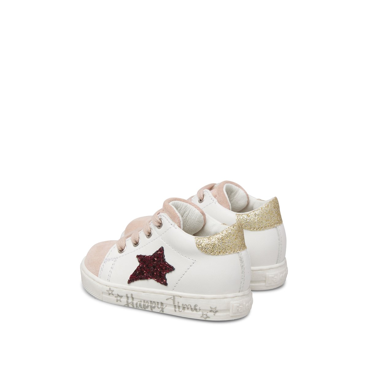 Sneakers en cuir et velours SASHA blanc-rose-, FALCOTTO