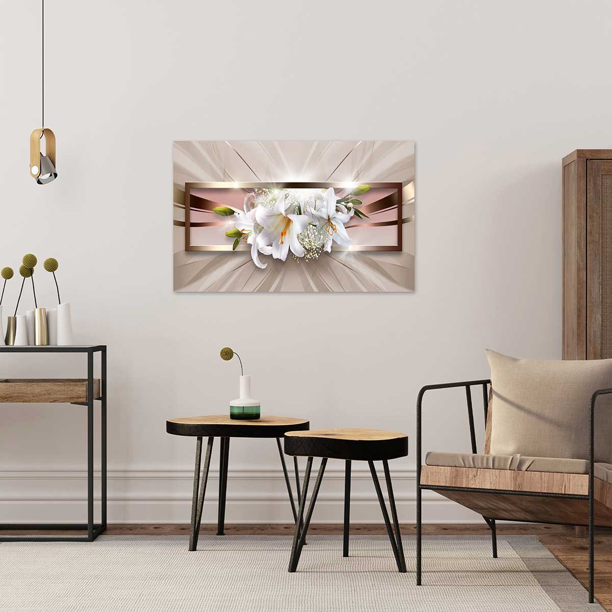 Tableau bouquet de fleurs éternelles - 80x50 cm toile imprimée, HEXOA