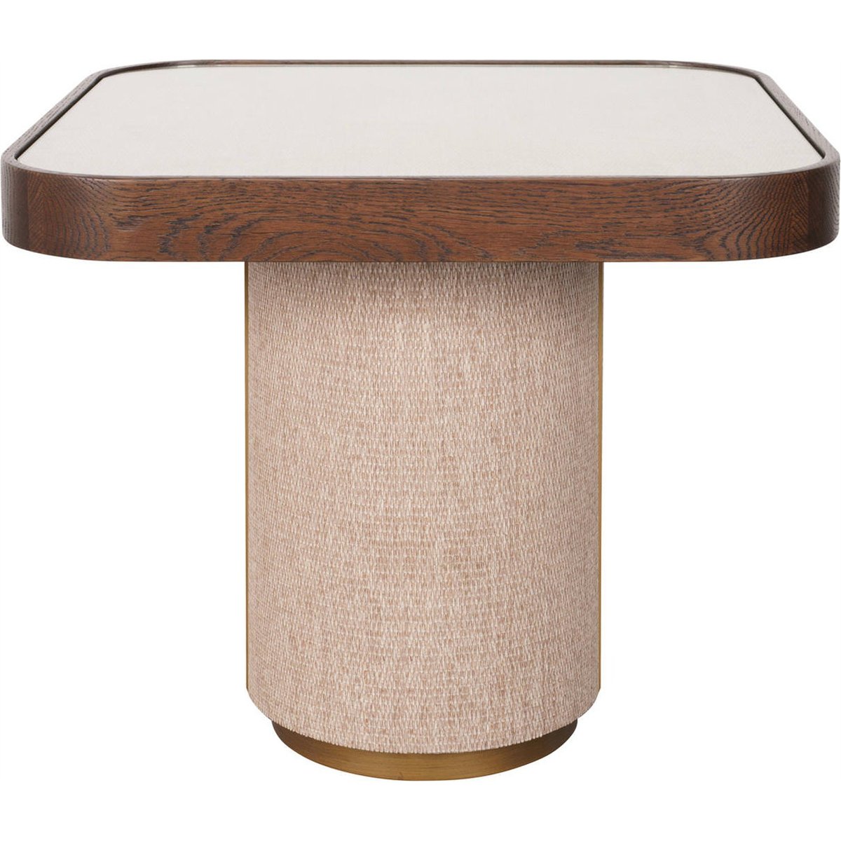 Table d'appoint WILLOX plateau verre beige et bois brun, RECOLLECTION