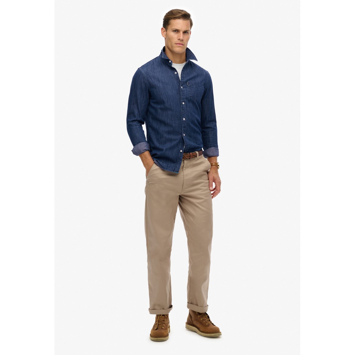 Chemise en jean à manches longues Essential brut, SUPERDRY