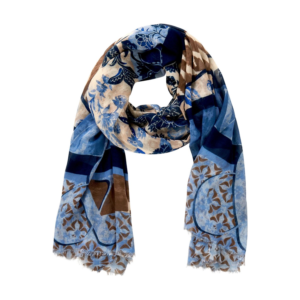 Écharpe basique à imprimé à fleurs bleu/beige, BETTY BARCLAY