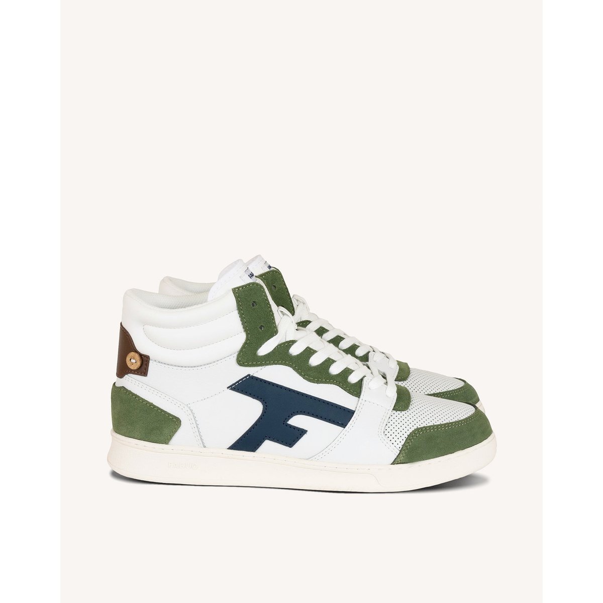 Baskets cuir HAZEL MID kaki, FAGUO