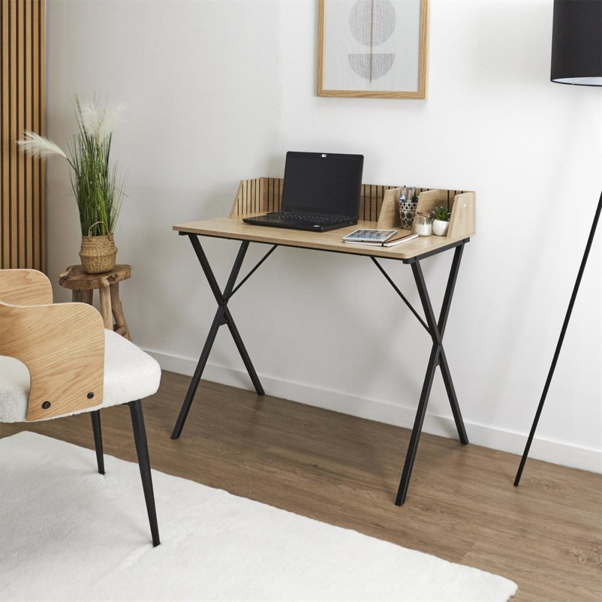 Bureau KLAUS en bois et métal noir, DECORATIE