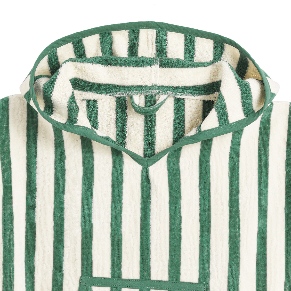 Poncho da bagno spugna velluto 420 g/m2, Ayden rigato verde/bianco, LA REDOUTE INTERIEURS