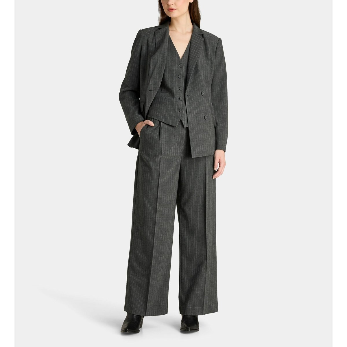 Veste de tailleur droite axel ten rayures recyclée gris moyen, GALERIES LAFAYETTE