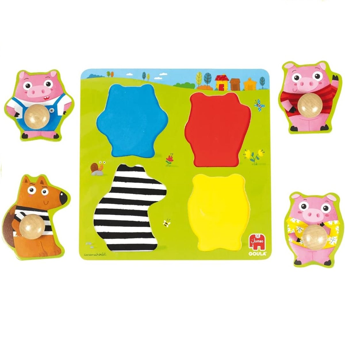 Puzzle Les 3 petits cochons vert, GOULA