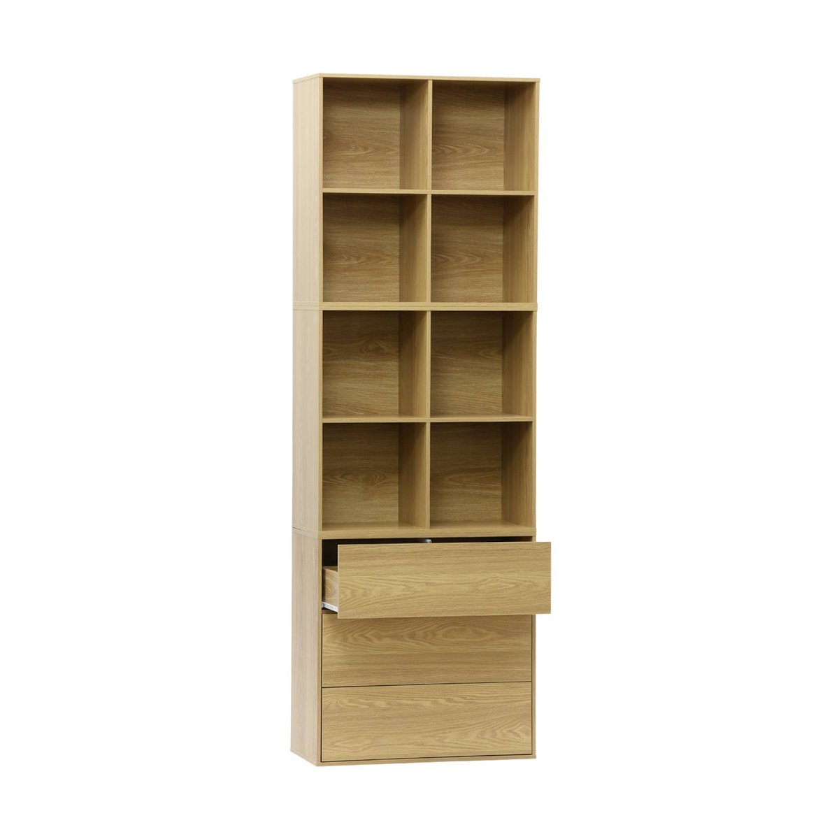 Etagère, bibliothèque modulable décor bois 3 éléments - 3 tiroirs 8 niches KOMPO chêne, SWEEEK