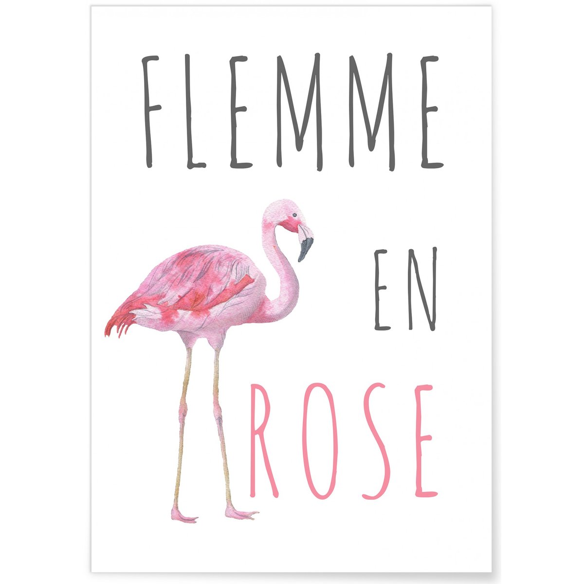 Affiche Flemme en rose blanc, L'AFFICHERIE