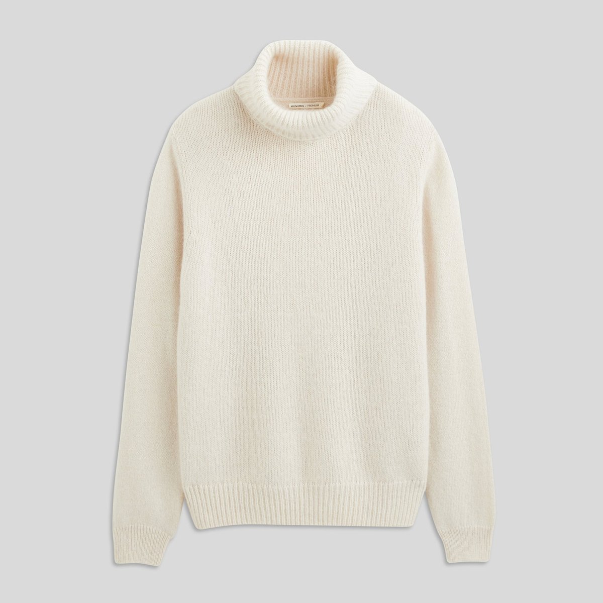 Pull col roulé uni contenant de l'alpaga enduit, MONOPRIX