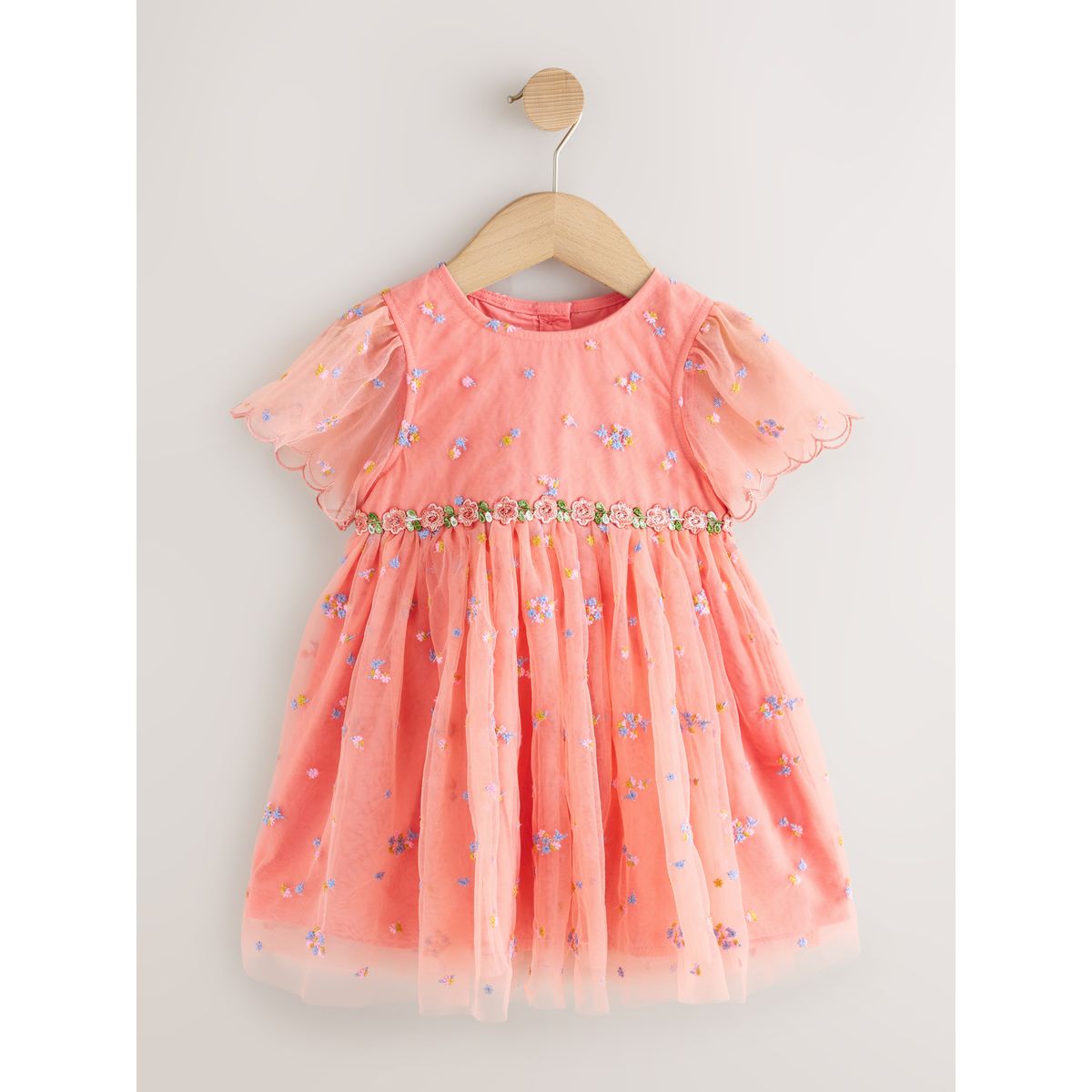 Robe brodée en maille pêche rose, NEXT