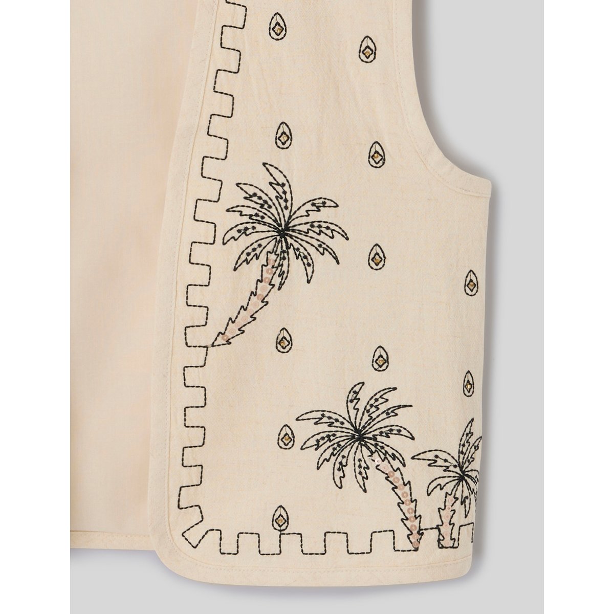 Gilet sans manches brodé naturel, BZB