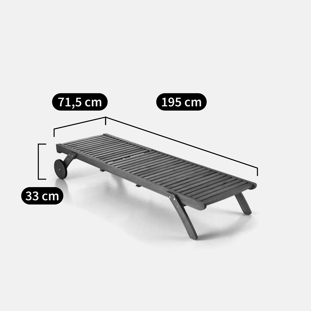 Bain de soleil, chaise longue, eucalyptus, Garden bois clair eucalyptus, LA REDOUTE INTERIEURS