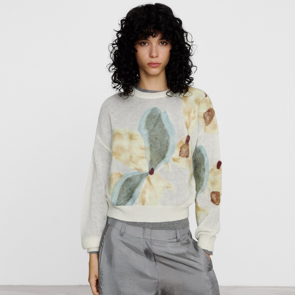 Pull à effet feutré en mélange mohair multicolor, ADOLFO DOMINGUEZ