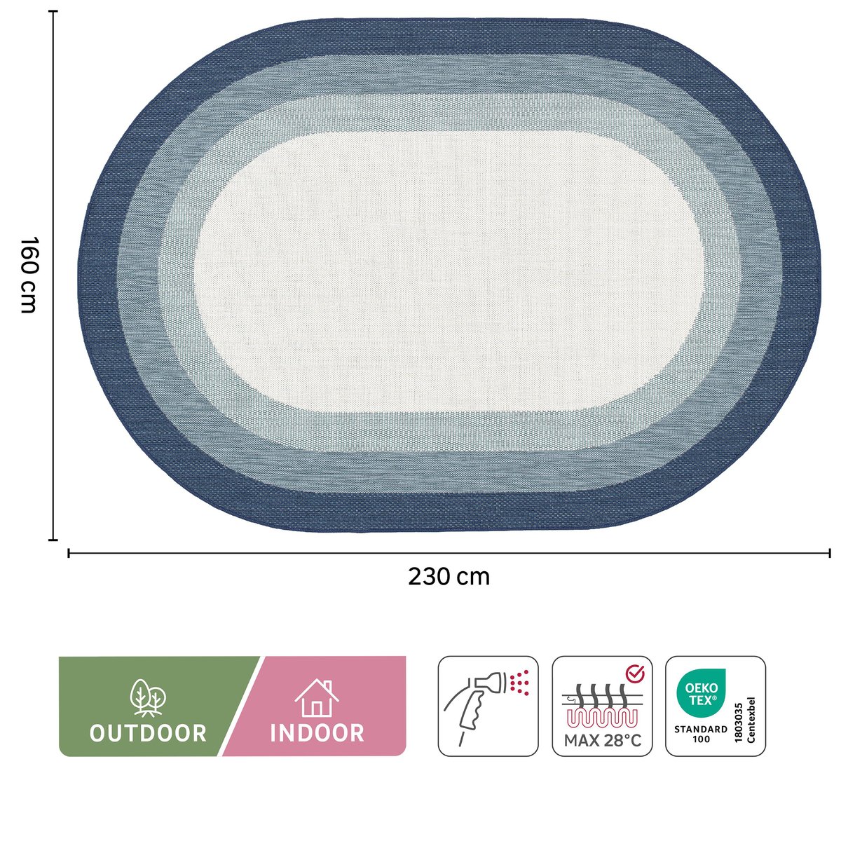 Tapis intérieur/extérieur, OPALE bleu, INSPIRE