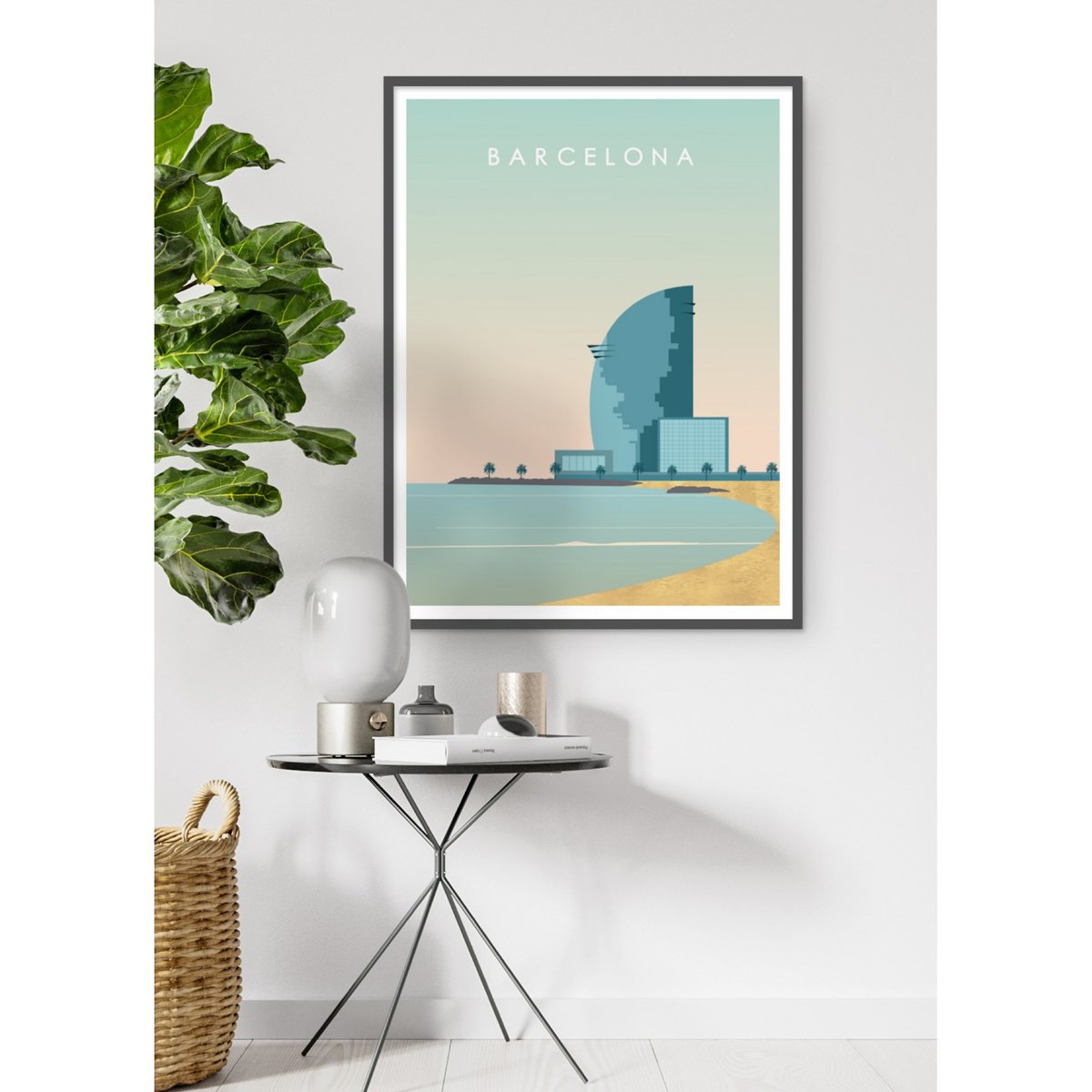 Poster Barcelone 2 blanc, L'AFFICHERIE