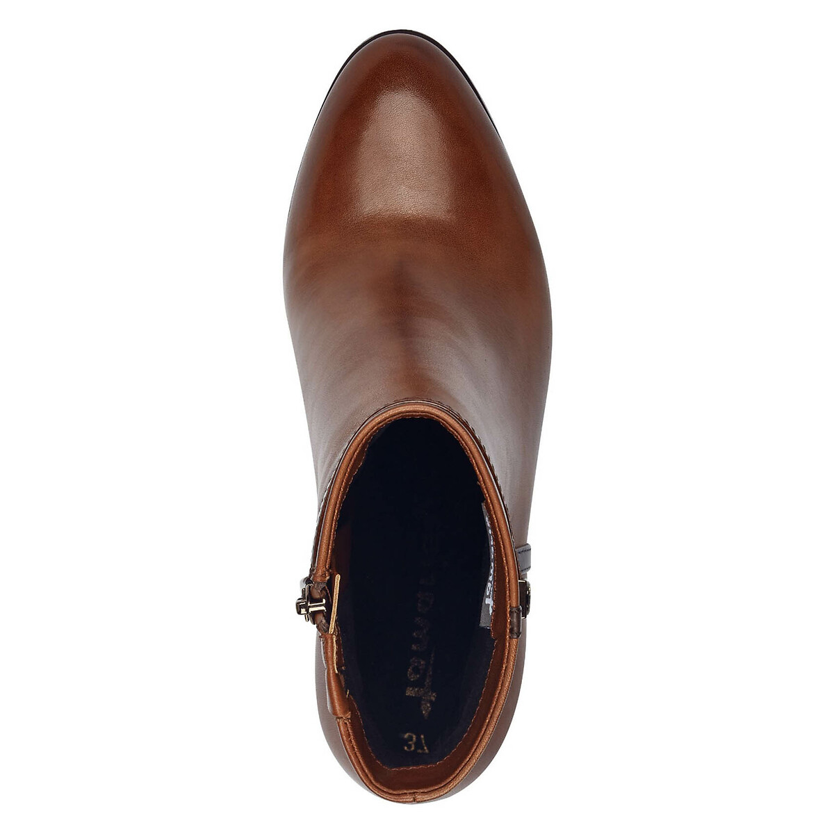 Leather Pointed Ankle Boots with Heel brown, TAMARIS