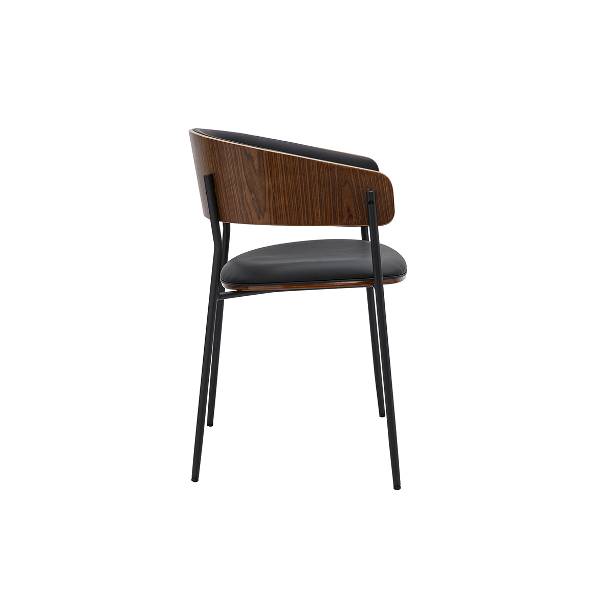 Chaise design noire et bois foncé noyer DANTE noir, MILIBOO