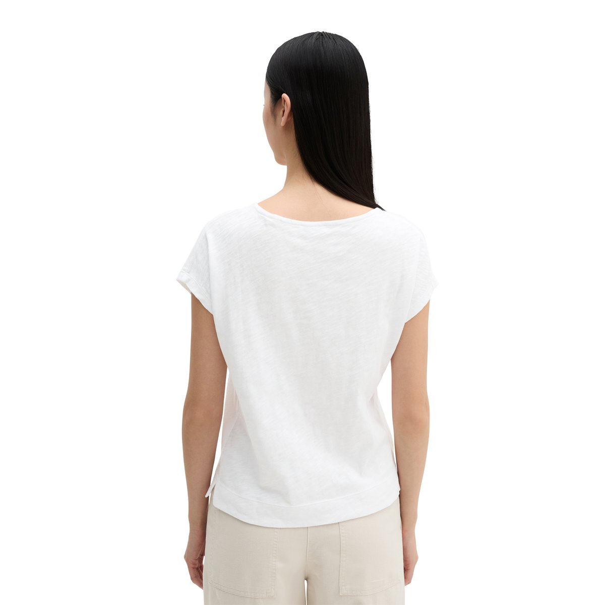 T-shirt DfC regular en jersey slub doux en coton blanc, MARC O'POLO