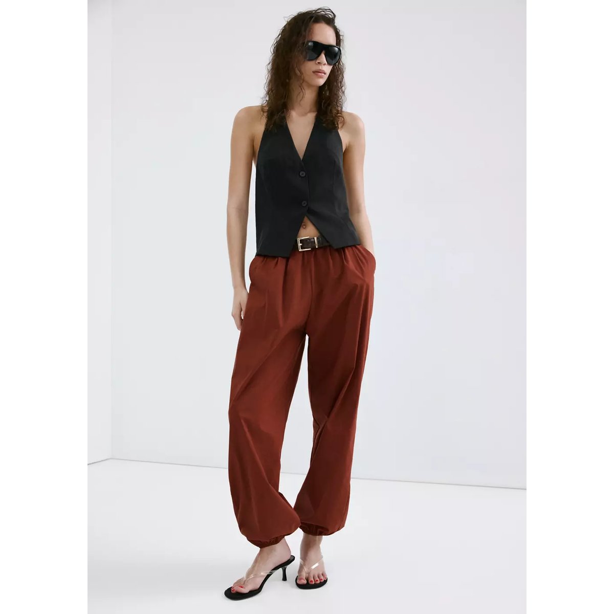Gilet de costume lyocell noir, MANGO