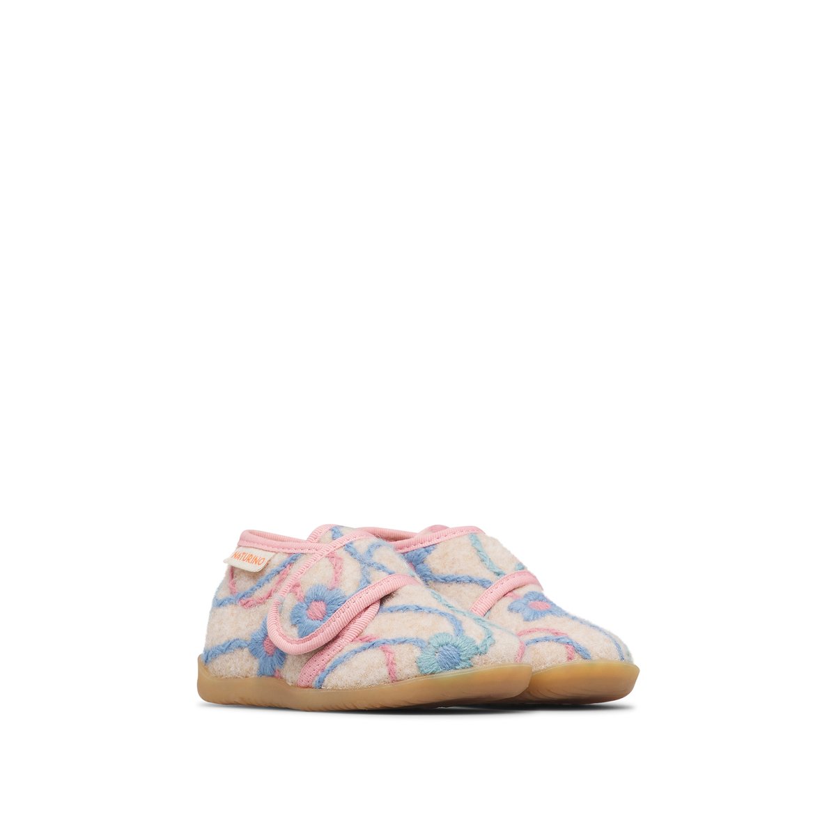 Pantoufles en laine HOME rose-bleu ciel-beige, NATURINO