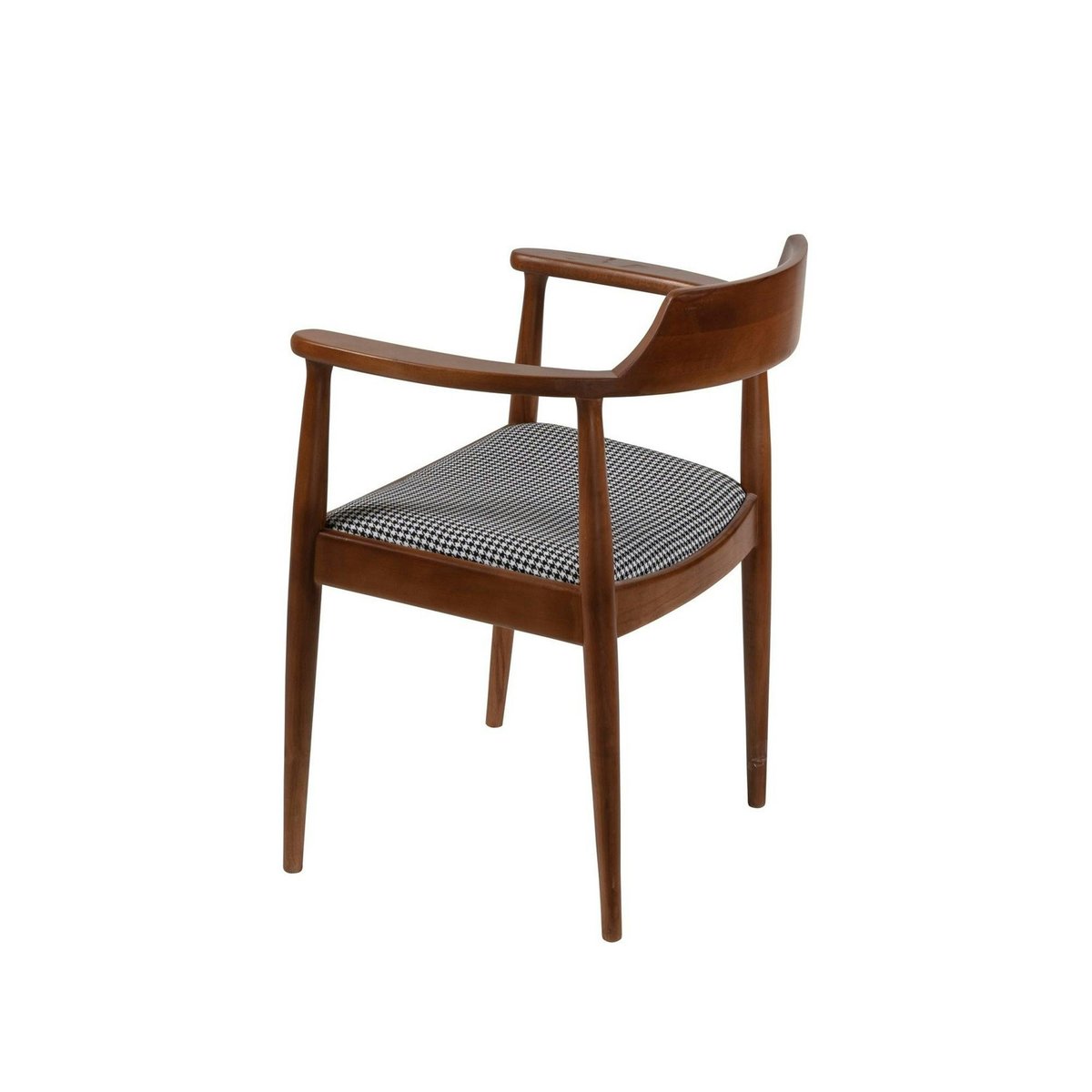 Chaise ronde avec accoudoirs - assise pied-de-poule TENA bois naturel, PIER IMPORT