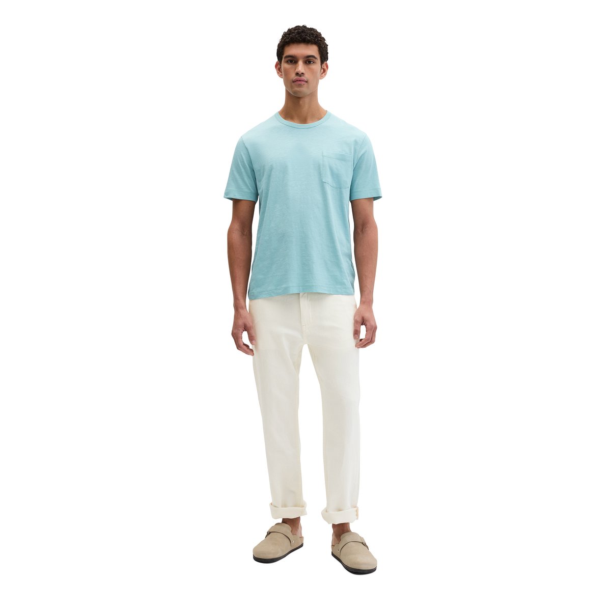T-shirt coupe classique en jersey slub doux vert clair, MARC O'POLO