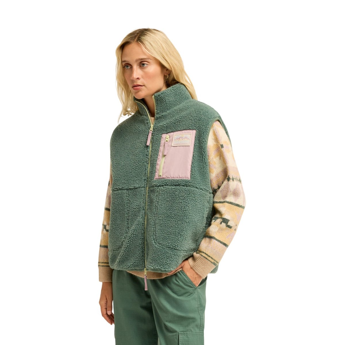 Veste sans manches en sherpa WILD FOREST vert stormy seas, BILLABONG