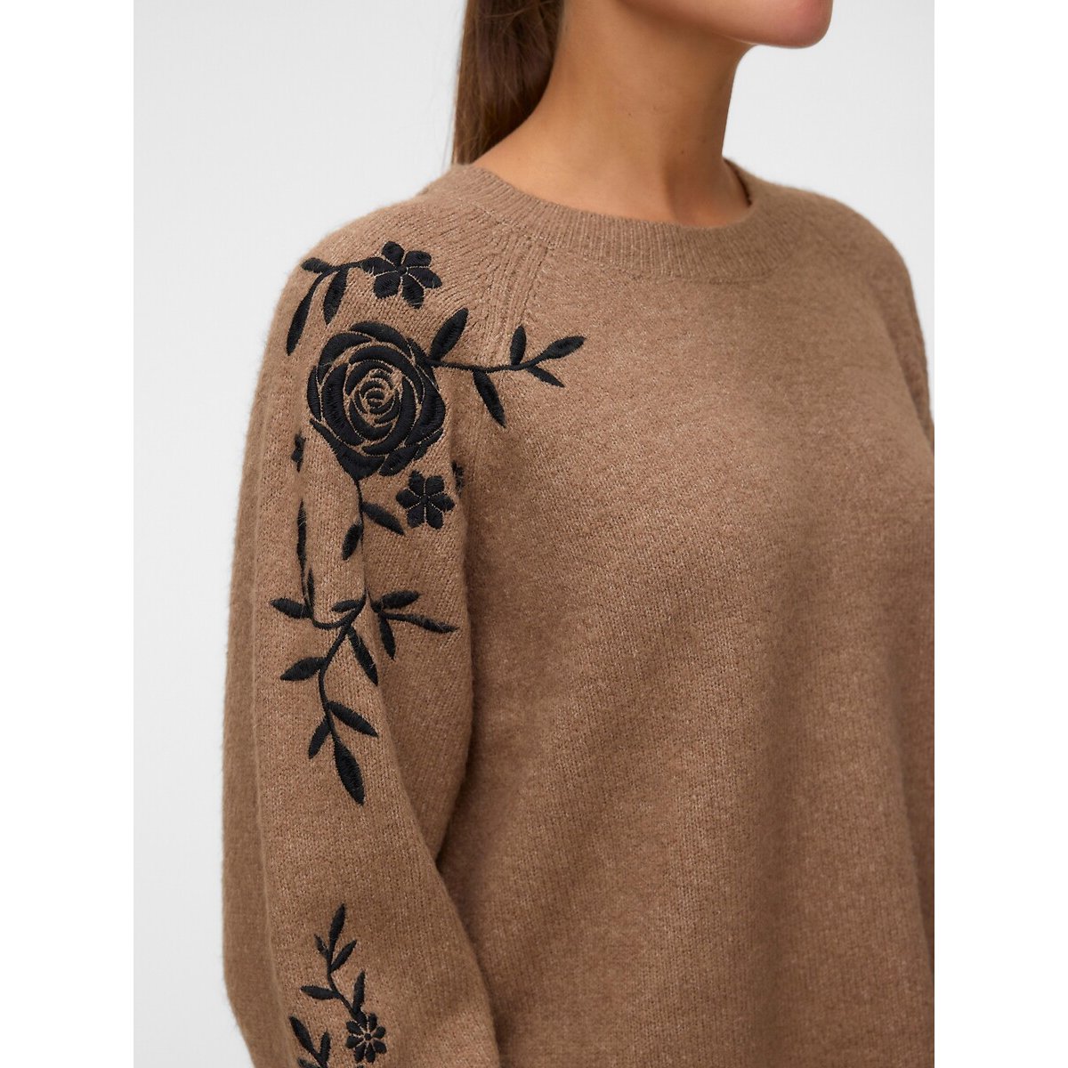 Camisola de mangas compridas com detalhes bordados bege, VERO MODA