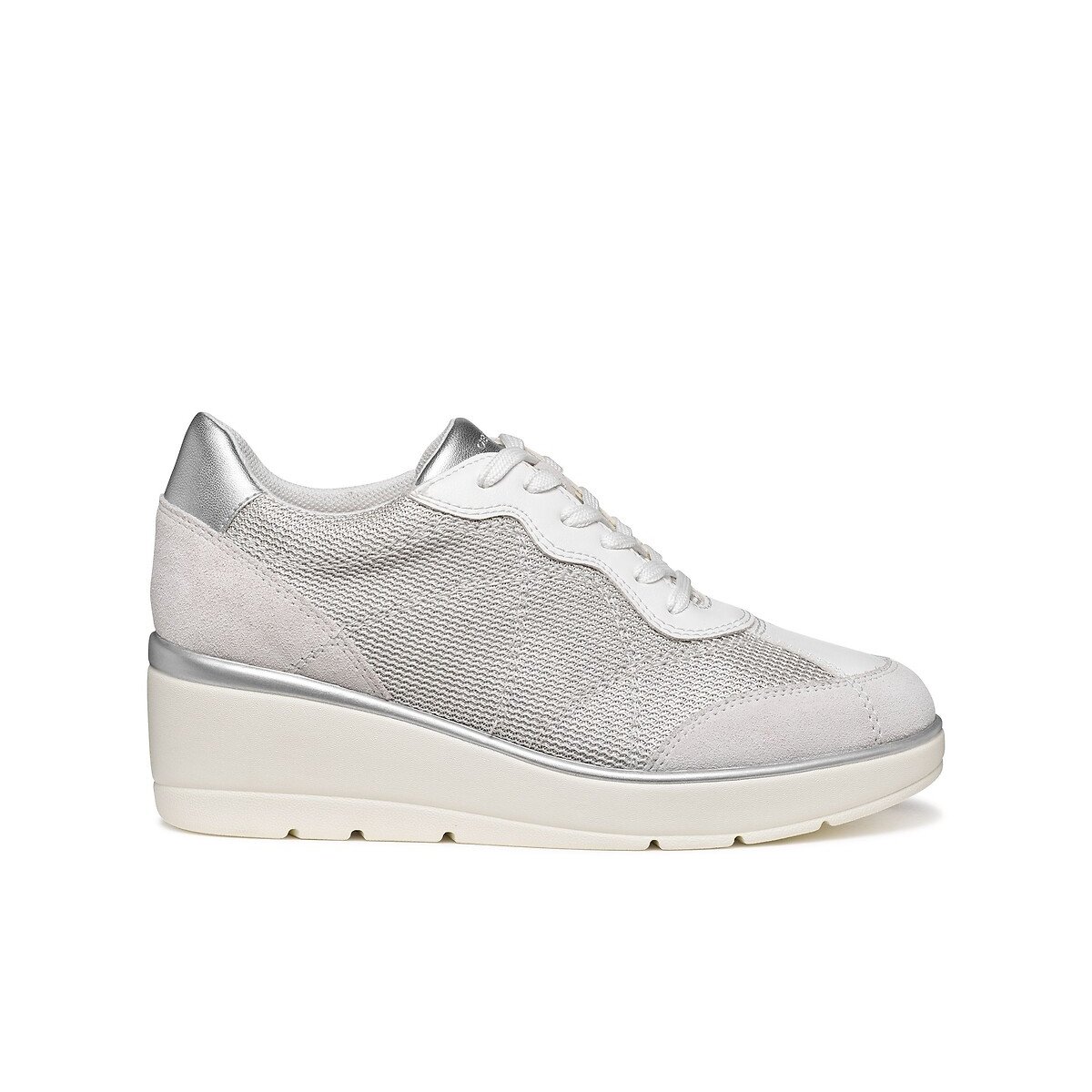 Baskets compensées en cuir Ilde blanc cassé, GEOX