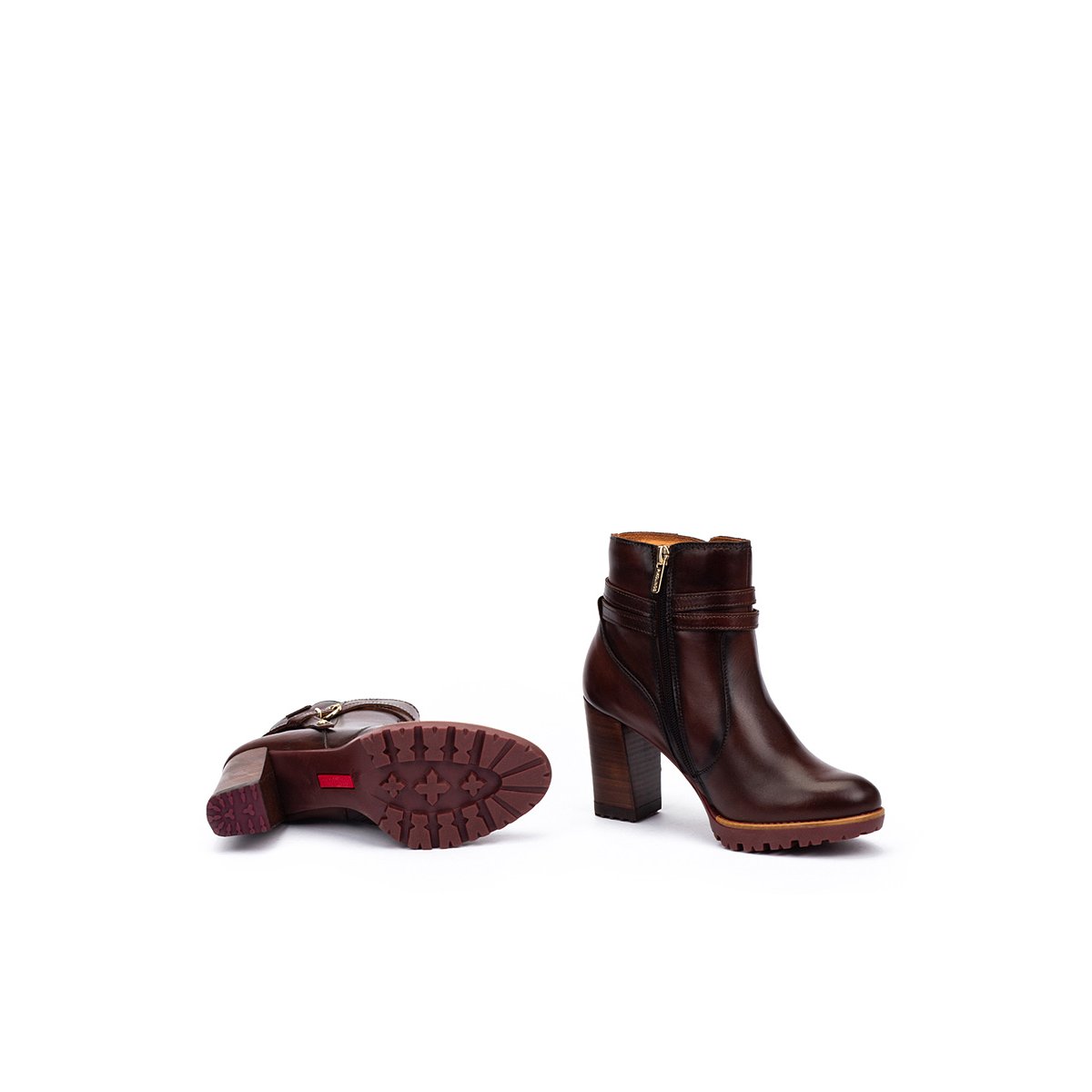 Bottines à talon cuir Connelly caoba, PIKOLINOS