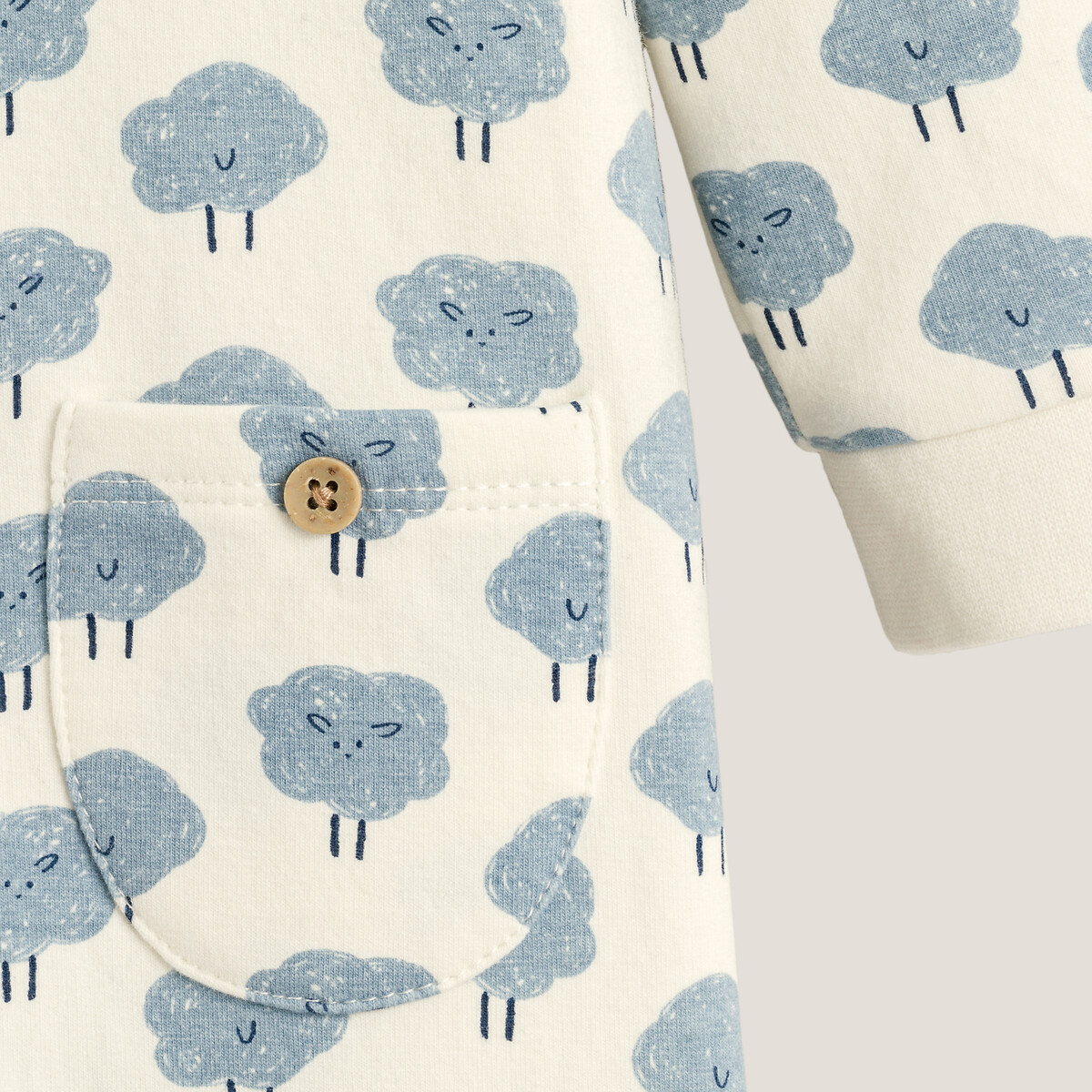 Combinaison longue imprimée en molleton ecru, LA REDOUTE COLLECTIONS