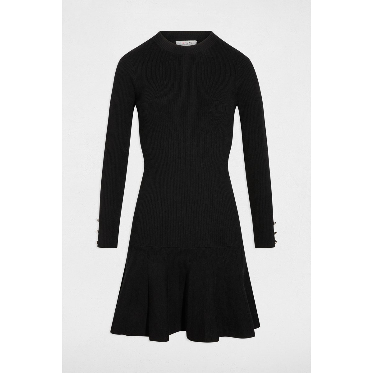 Robe courte col rond noir, MORGAN